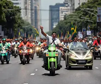 Em último dia de campanha, Flávio Bolsonaro faz motocarreata ao lado de Tarcísio no interior de SP